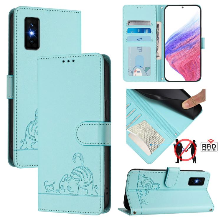 Cat Rat Embossed Pattern RFID Leather Phone Case with Lanyard, For Infinix GT 50 Pro 5G, For Infinix Note Edge 5G Global, For Infinix Smart 20 4G X6840, For Infinix Note 60 5G / 60 Pro 5G, For Infinix Hot 60i 5G / Tecno Spark Go 5G                     ...