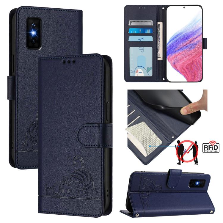 Cat Rat Embossed Pattern RFID Leather Phone Case with Lanyard, For Infinix GT 50 Pro 5G, For Infinix Note Edge 5G Global, For Infinix Smart 20 4G X6840, For Infinix Note 60 5G / 60 Pro 5G, For Infinix Hot 60i 5G / Tecno Spark Go 5G                     ...