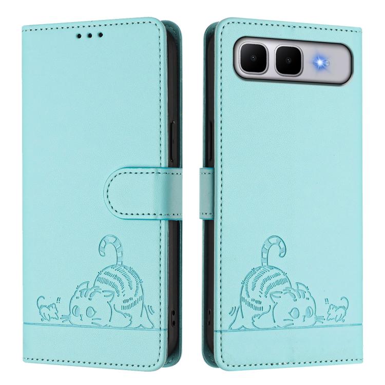 Cat Rat Embossed Pattern RFID Leather Phone Case with Lanyard, For Infinix GT 50 Pro 5G, For Infinix Note Edge 5G Global, For Infinix Smart 20 4G X6840, For Infinix Note 60 5G / 60 Pro 5G, For Infinix Hot 60i 5G / Tecno Spark Go 5G                     ...