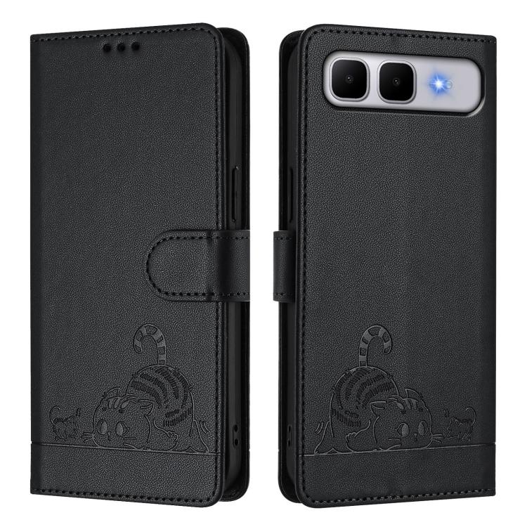 Cat Rat Embossed Pattern RFID Leather Phone Case with Lanyard, For Infinix GT 50 Pro 5G, For Infinix Note Edge 5G Global, For Infinix Smart 20 4G X6840, For Infinix Note 60 5G / 60 Pro 5G, For Infinix Hot 60i 5G / Tecno Spark Go 5G                     ...