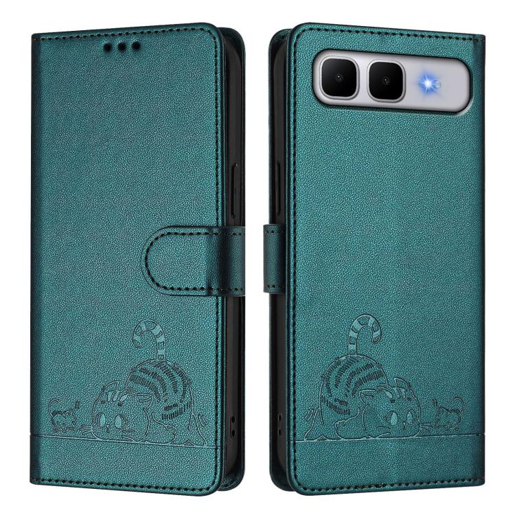 Cat Rat Embossed Pattern RFID Leather Phone Case with Lanyard, For Infinix GT 50 Pro 5G, For Infinix Note Edge 5G Global, For Infinix Smart 20 4G X6840, For Infinix Note 60 5G / 60 Pro 5G, For Infinix Hot 60i 5G / Tecno Spark Go 5G                     ...