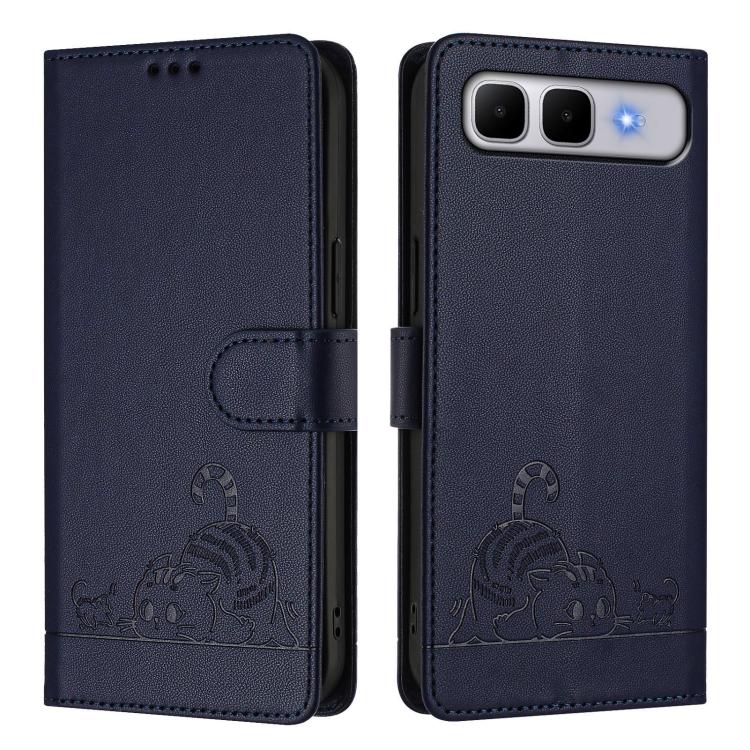 Cat Rat Embossed Pattern RFID Leather Phone Case with Lanyard, For Infinix GT 50 Pro 5G, For Infinix Note Edge 5G Global, For Infinix Smart 20 4G X6840, For Infinix Note 60 5G / 60 Pro 5G, For Infinix Hot 60i 5G / Tecno Spark Go 5G                     ...