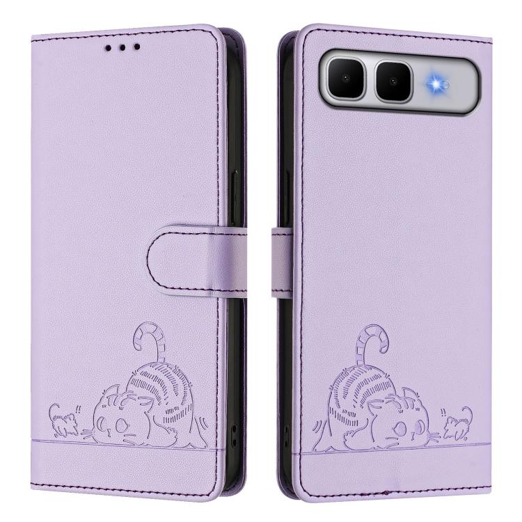 Cat Rat Embossed Pattern RFID Leather Phone Case with Lanyard, For Infinix GT 50 Pro 5G, For Infinix Note Edge 5G Global, For Infinix Smart 20 4G X6840, For Infinix Note 60 5G / 60 Pro 5G, For Infinix Hot 60i 5G / Tecno Spark Go 5G                     ...