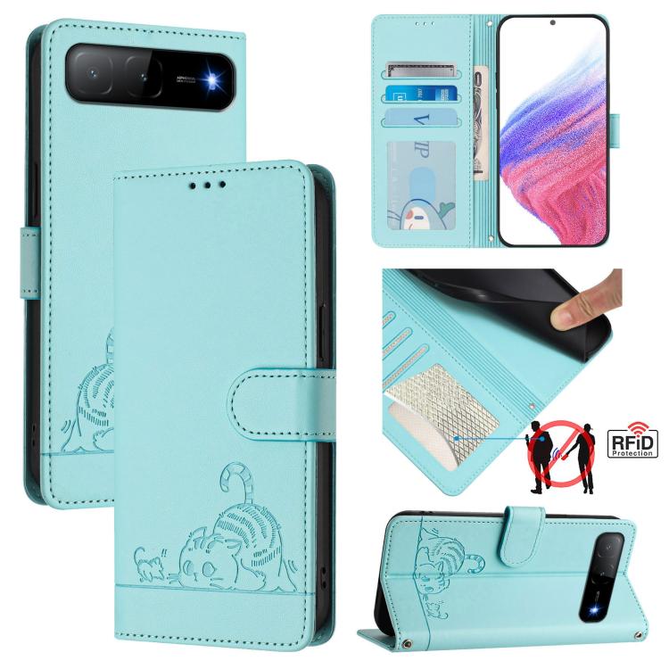 Cat Rat Embossed Pattern RFID Leather Phone Case with Lanyard, For Infinix GT 50 Pro 5G, For Infinix Note Edge 5G Global, For Infinix Smart 20 4G X6840, For Infinix Note 60 5G / 60 Pro 5G, For Infinix Hot 60i 5G / Tecno Spark Go 5G                     ...