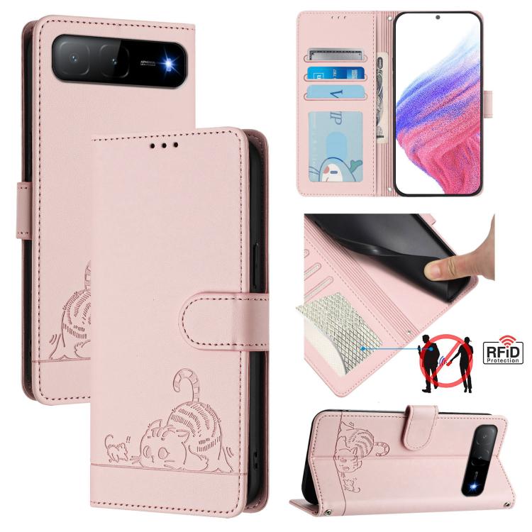 Cat Rat Embossed Pattern RFID Leather Phone Case with Lanyard, For Infinix GT 50 Pro 5G, For Infinix Note Edge 5G Global, For Infinix Smart 20 4G X6840, For Infinix Note 60 5G / 60 Pro 5G, For Infinix Hot 60i 5G / Tecno Spark Go 5G                     ...