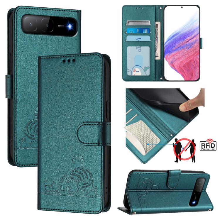 Cat Rat Embossed Pattern RFID Leather Phone Case with Lanyard, For Infinix GT 50 Pro 5G, For Infinix Note Edge 5G Global, For Infinix Smart 20 4G X6840, For Infinix Note 60 5G / 60 Pro 5G, For Infinix Hot 60i 5G / Tecno Spark Go 5G                     ...