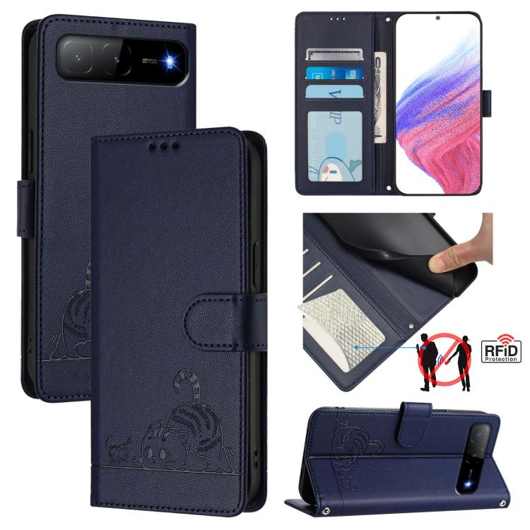 Cat Rat Embossed Pattern RFID Leather Phone Case with Lanyard, For Infinix GT 50 Pro 5G, For Infinix Note Edge 5G Global, For Infinix Smart 20 4G X6840, For Infinix Note 60 5G / 60 Pro 5G, For Infinix Hot 60i 5G / Tecno Spark Go 5G                     ...