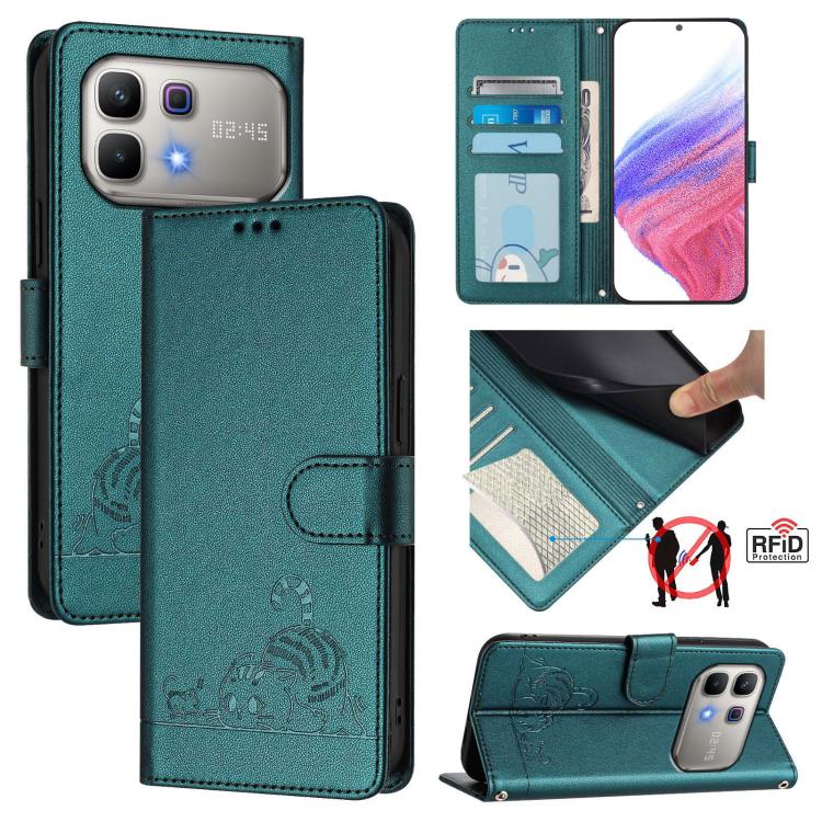 Cat Rat Embossed Pattern RFID Leather Phone Case with Lanyard, For Infinix GT 50 Pro 5G, For Infinix Note Edge 5G Global, For Infinix Smart 20 4G X6840, For Infinix Note 60 5G / 60 Pro 5G, For Infinix Hot 60i 5G / Tecno Spark Go 5G                     ...