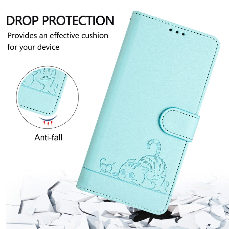 Cat Rat Embossed Pattern RFID Leather Phone Case with Lanyard, For Xiaomi A3 4G Global, For  Xiaomi POCO C61 4G Global, For Xiaomi Redmi 13C 4G Global, For Xiaomi POCO C65 Global, For Xiaomi POCO M6 5G Global, For Xiaomi Redmi K60 Ultra                ...