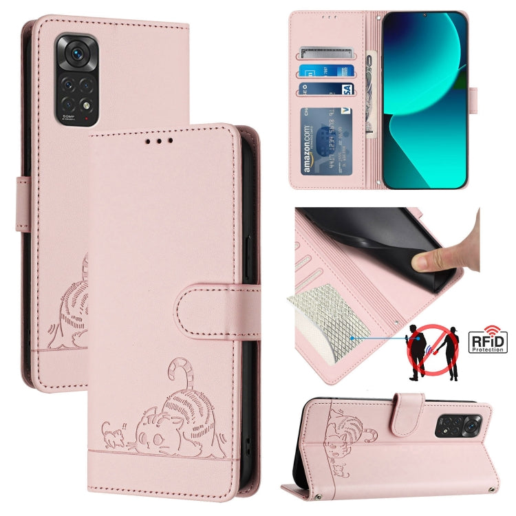 Cat Rat Embossed Pattern RFID Leather Phone Case with Lanyard, For Xiaomi Redmi Note 12 5G Global, For Xiaomi POCO X5, For Xiaomi Redmi Note 12 Turbo 5G, For Xiaomi POCO F5 Pro, For Xiaomi Redmi Note 11 4G Global, For Xiaomi Redmi Note 11S 4G Global   ...