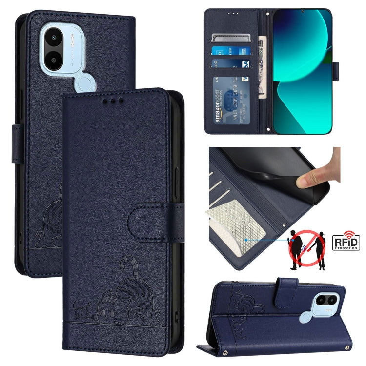 Cat Rat Embossed Pattern RFID Leather Phone Case with Lanyard, For Xiaomi POCO C50 4G, For Xiaomi Redmi A2+ / POCO C51, For Xiaomi Redmi Note 12 Pro 4G Global, For Xiaomi Redmi Note 12 4G Global, For Xiaomi Redmi A1 4G Global                           ...