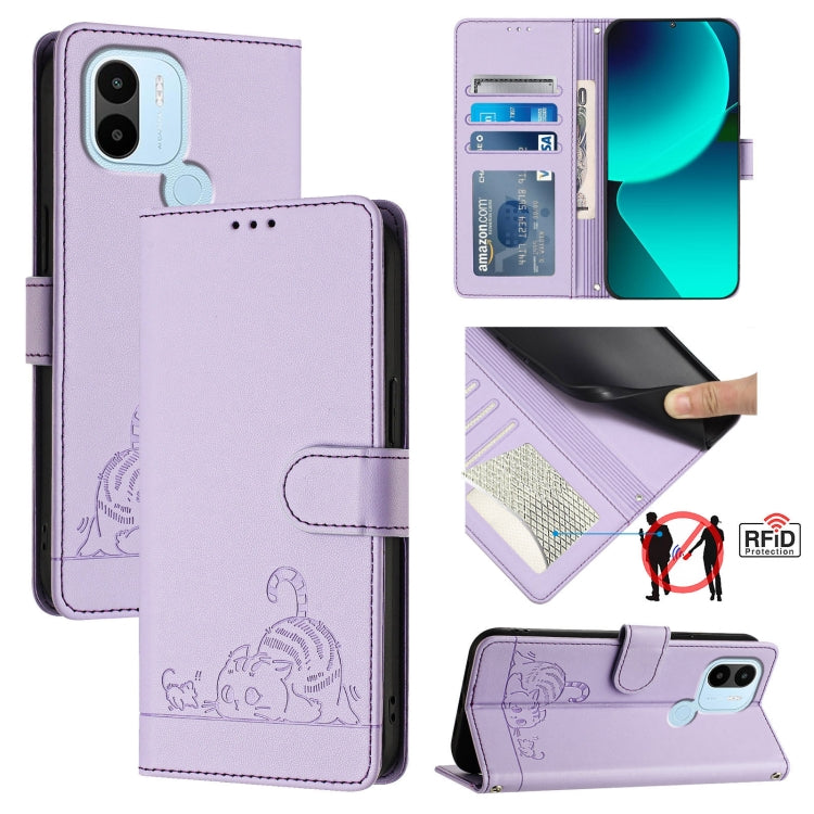 Cat Rat Embossed Pattern RFID Leather Phone Case with Lanyard, For Xiaomi POCO C50 4G, For Xiaomi Redmi A2+ / POCO C51, For Xiaomi Redmi Note 12 Pro 4G Global, For Xiaomi Redmi Note 12 4G Global, For Xiaomi Redmi A1 4G Global                           ...