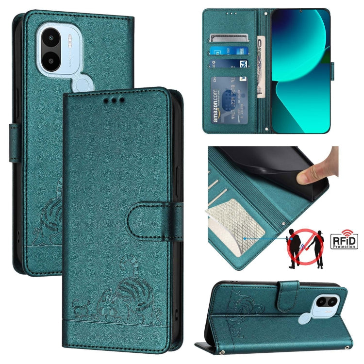 Cat Rat Embossed Pattern RFID Leather Phone Case with Lanyard, For Xiaomi POCO C50 4G, For Xiaomi Redmi A2+ / POCO C51, For Xiaomi Redmi Note 12 Pro 4G Global, For Xiaomi Redmi Note 12 4G Global, For Xiaomi Redmi A1 4G Global                           ...
