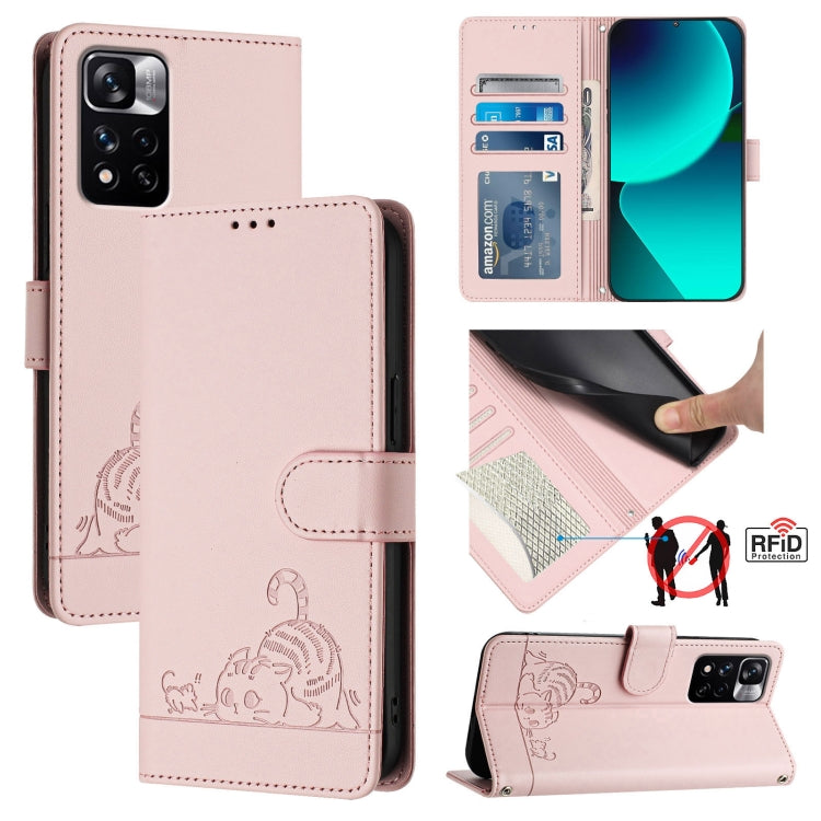 Cat Rat Embossed Pattern RFID Leather Phone Case with Lanyard, For Xiaomi POCO C50 4G, For Xiaomi Redmi A2+ / POCO C51, For Xiaomi Redmi Note 12 Pro 4G Global, For Xiaomi Redmi Note 12 4G Global, For Xiaomi Redmi A1 4G Global                           ...