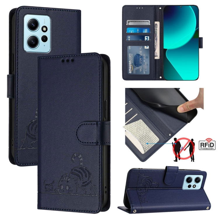 Cat Rat Embossed Pattern RFID Leather Phone Case with Lanyard, For Xiaomi POCO C50 4G, For Xiaomi Redmi A2+ / POCO C51, For Xiaomi Redmi Note 12 Pro 4G Global, For Xiaomi Redmi Note 12 4G Global, For Xiaomi Redmi A1 4G Global                           ...
