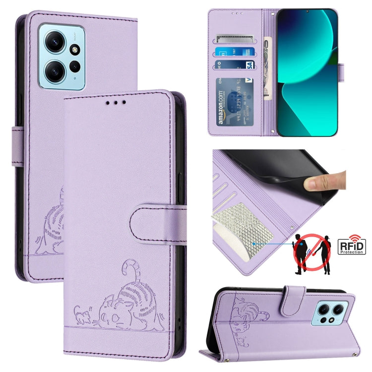 Cat Rat Embossed Pattern RFID Leather Phone Case with Lanyard, For Xiaomi POCO C50 4G, For Xiaomi Redmi A2+ / POCO C51, For Xiaomi Redmi Note 12 Pro 4G Global, For Xiaomi Redmi Note 12 4G Global, For Xiaomi Redmi A1 4G Global                           ...