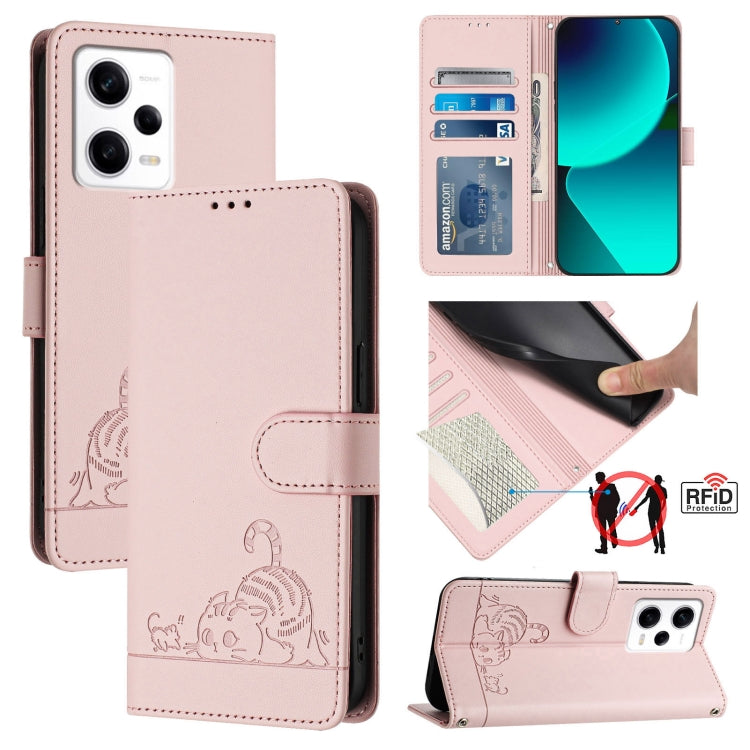 Cat Rat Embossed Pattern RFID Leather Phone Case with Lanyard, For Xiaomi POCO C50 4G, For Xiaomi Redmi A2+ / POCO C51, For Xiaomi Redmi Note 12 Pro 4G Global, For Xiaomi Redmi Note 12 4G Global, For Xiaomi Redmi A1 4G Global                           ...