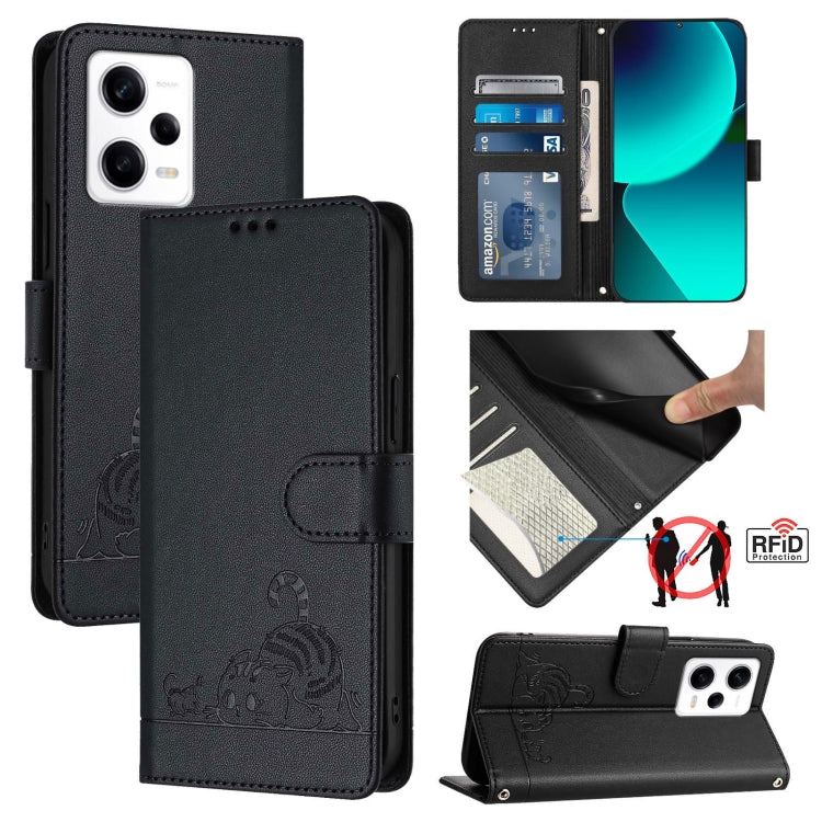 Cat Rat Embossed Pattern RFID Leather Phone Case with Lanyard, For Xiaomi POCO C50 4G, For Xiaomi Redmi A2+ / POCO C51, For Xiaomi Redmi Note 12 Pro 4G Global, For Xiaomi Redmi Note 12 4G Global, For Xiaomi Redmi A1 4G Global                           ...