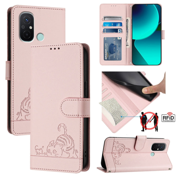 Cat Rat Embossed Pattern RFID Leather Phone Case with Lanyard, For Xiaomi POCO X5 Pro, For Xiaomi Redmi 12C / Redmi 11A, For Xiaomi Redmi K60 / K60 Pro, For Xiaomi Redmi 10 5G, For Xiaomi Redmi Note 11E 5G, For Xiaomi POCO M4 5G / POCO M5 4G           ...