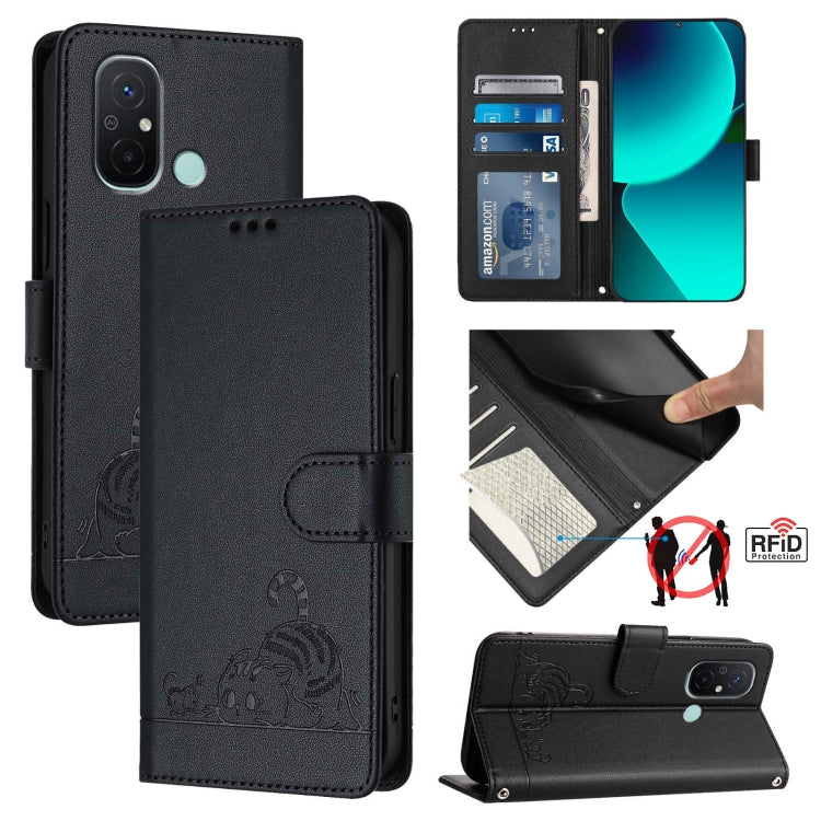 Cat Rat Embossed Pattern RFID Leather Phone Case with Lanyard, For Xiaomi POCO X5 Pro, For Xiaomi Redmi 12C / Redmi 11A, For Xiaomi Redmi K60 / K60 Pro, For Xiaomi Redmi 10 5G, For Xiaomi Redmi Note 11E 5G, For Xiaomi POCO M4 5G / POCO M5 4G           ...