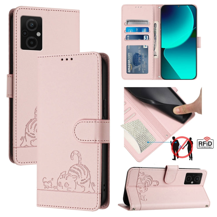 Cat Rat Embossed Pattern RFID Leather Phone Case with Lanyard, For Xiaomi POCO X5 Pro, For Xiaomi Redmi 12C / Redmi 11A, For Xiaomi Redmi K60 / K60 Pro, For Xiaomi Redmi 10 5G, For Xiaomi Redmi Note 11E 5G, For Xiaomi POCO M4 5G / POCO M5 4G           ...