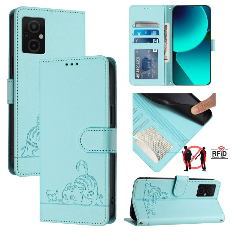 Cat Rat Embossed Pattern RFID Leather Phone Case with Lanyard, For Xiaomi POCO X5 Pro, For Xiaomi Redmi 12C / Redmi 11A, For Xiaomi Redmi K60 / K60 Pro, For Xiaomi Redmi 10 5G, For Xiaomi Redmi Note 11E 5G, For Xiaomi POCO M4 5G / POCO M5 4G           ...