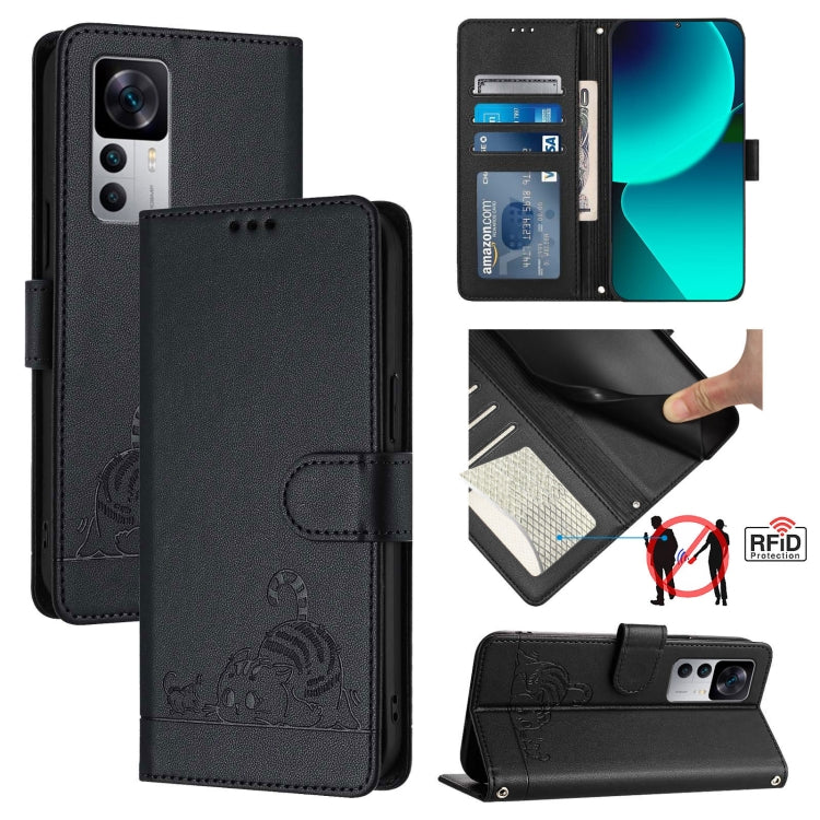 Cat Rat Embossed Pattern RFID Leather Phone Case with Lanyard, For Xiaomi Redmi 10 Prime+ 5G India, For Xiaomi Redmi Note 11R, For Xiaomi Redmi K50 Ultra, For  Xiaomi 12T / 12T Pro, For Xiaomi POCO M5S 4G, For Xiaomi Redmi Note 11 SE India             ...