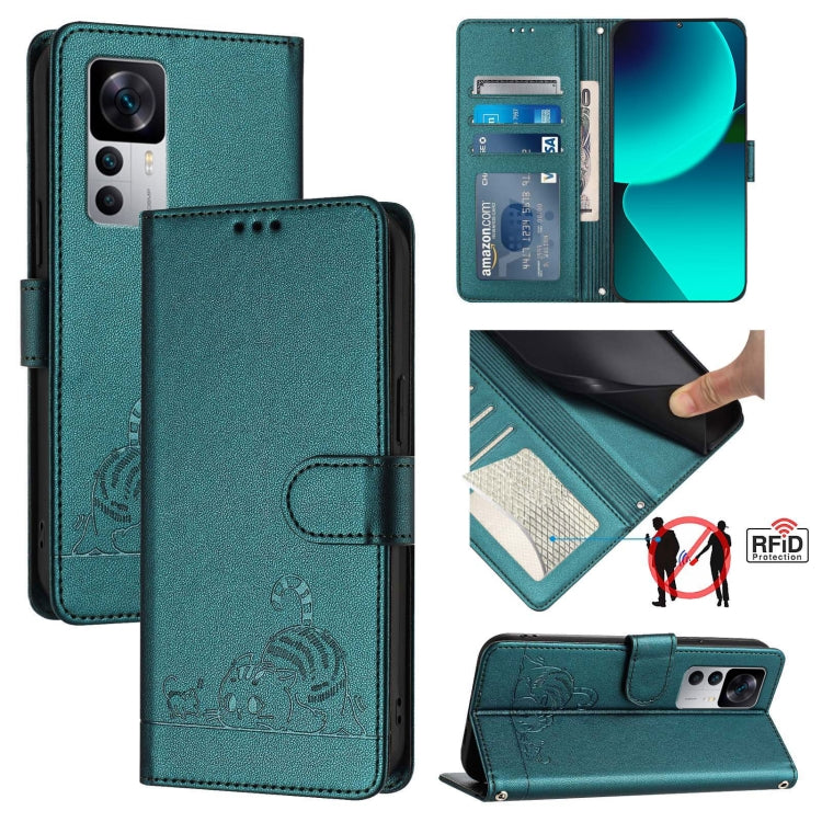 Cat Rat Embossed Pattern RFID Leather Phone Case with Lanyard, For Xiaomi Redmi 10 Prime+ 5G India, For Xiaomi Redmi Note 11R, For Xiaomi Redmi K50 Ultra, For  Xiaomi 12T / 12T Pro, For Xiaomi POCO M5S 4G, For Xiaomi Redmi Note 11 SE India             ...
