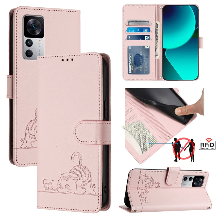 Cat Rat Embossed Pattern RFID Leather Phone Case with Lanyard, For Xiaomi Redmi 10 Prime+ 5G India, For Xiaomi Redmi Note 11R, For Xiaomi Redmi K50 Ultra, For  Xiaomi 12T / 12T Pro, For Xiaomi POCO M5S 4G, For Xiaomi Redmi Note 11 SE India             ...