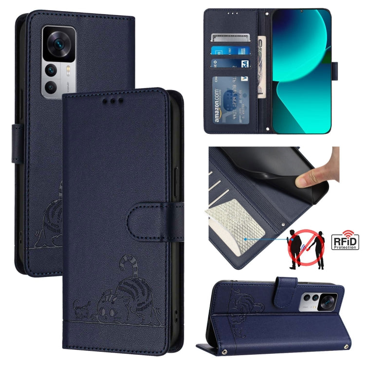 Cat Rat Embossed Pattern RFID Leather Phone Case with Lanyard, For Xiaomi Redmi 10 Prime+ 5G India, For Xiaomi Redmi Note 11R, For Xiaomi Redmi K50 Ultra, For  Xiaomi 12T / 12T Pro, For Xiaomi POCO M5S 4G, For Xiaomi Redmi Note 11 SE India             ...