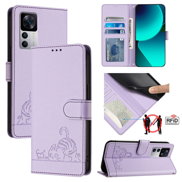 Cat Rat Embossed Pattern RFID Leather Phone Case with Lanyard, For Xiaomi Redmi 10 Prime+ 5G India, For Xiaomi Redmi Note 11R, For Xiaomi Redmi K50 Ultra, For  Xiaomi 12T / 12T Pro, For Xiaomi POCO M5S 4G, For Xiaomi Redmi Note 11 SE India             ...