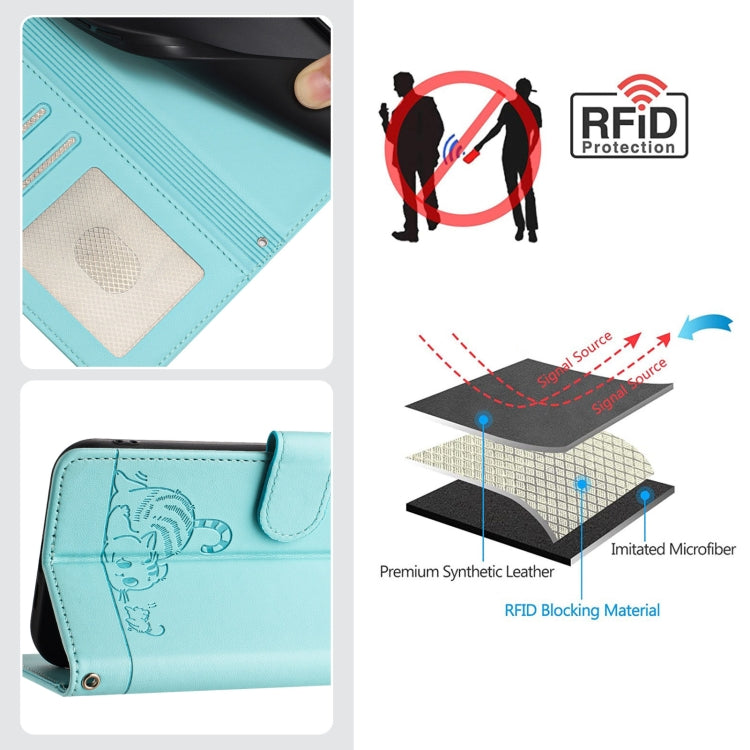 Cat Rat Embossed Pattern RFID Leather Phone Case with Lanyard, For Xiaomi Redmi Note 11 Pro+ 5G Global, For Xiaomi POCO X4 NFC 5G, For Xiaomi Redmi Note 11S 5G, For Xiaomi Redmi 10A, For Xiaomi Redmi 10 4G 2021 Global, For Xiaomi Redmi 10 2022 Global  ...