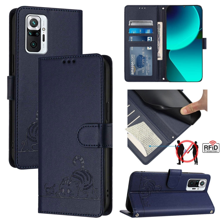 Cat Rat Embossed Pattern RFID Leather Phone Case with Lanyard, For Xiaomi Mi 11X / 11X Pro, For Xiaomi Redmi Note 10s 4G, For Xiaomi Redmi Note 10 Pro Max, For Xiaomi Redmi Note 10 Pro India, For Xiaomi Redmi Note 10 Pro 4G, For Xiaomi Redmi Note 10 4G...