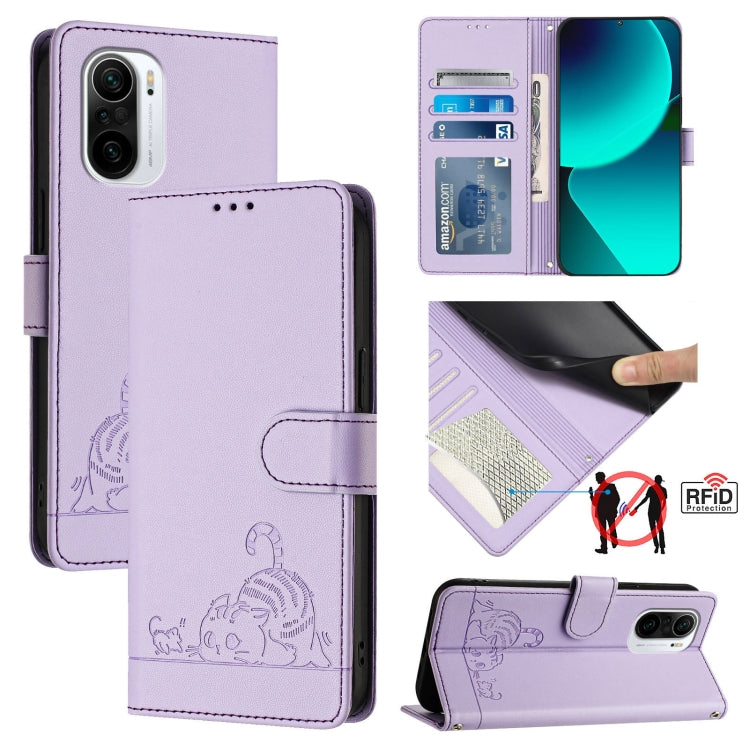 Cat Rat Embossed Pattern RFID Leather Phone Case with Lanyard, For Xiaomi Mi 11X / 11X Pro, For Xiaomi Redmi Note 10s 4G, For Xiaomi Redmi Note 10 Pro Max, For Xiaomi Redmi Note 10 Pro India, For Xiaomi Redmi Note 10 Pro 4G, For Xiaomi Redmi Note 10 4G...