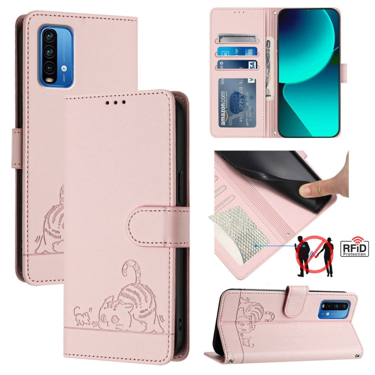 Cat Rat Embossed Pattern RFID Leather Phone Case with Lanyard, For Xiaomi Mi 11X / 11X Pro, For Xiaomi Redmi Note 10s 4G, For Xiaomi Redmi Note 10 Pro Max, For Xiaomi Redmi Note 10 Pro India, For Xiaomi Redmi Note 10 Pro 4G, For Xiaomi Redmi Note 10 4G...
