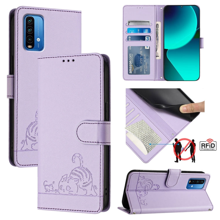 Cat Rat Embossed Pattern RFID Leather Phone Case with Lanyard, For Xiaomi Mi 11X / 11X Pro, For Xiaomi Redmi Note 10s 4G, For Xiaomi Redmi Note 10 Pro Max, For Xiaomi Redmi Note 10 Pro India, For Xiaomi Redmi Note 10 Pro 4G, For Xiaomi Redmi Note 10 4G...