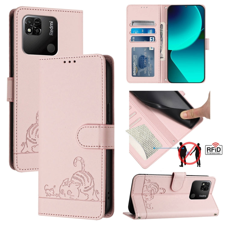 Cat Rat Embossed Pattern RFID Leather Phone Case with Lanyard, For Xiaomi Redmi 9C, For Xiaomi Redmi Note 9 Pro 4G, For Xiaomi Redmi 8, For Xiaomi Redmi Note 8, For Xiaomi Redmi Note 8 Pro, For Xiaomi Redmi Note 7 / 7S, For Xiaomi Redmi Note 7 Pro