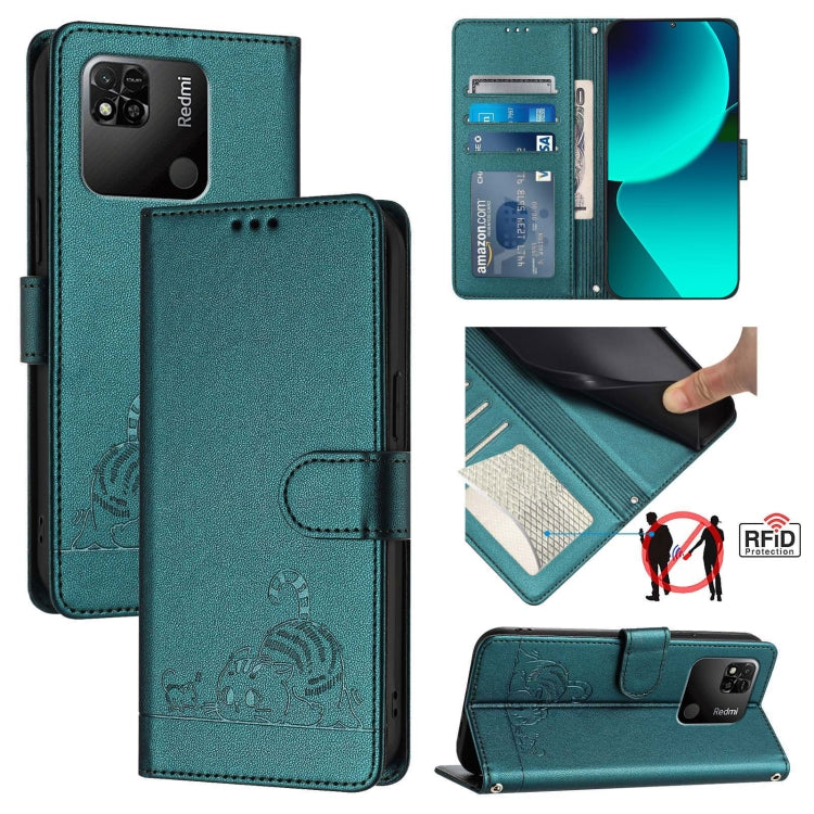 Cat Rat Embossed Pattern RFID Leather Phone Case with Lanyard, For Xiaomi Redmi 9C, For Xiaomi Redmi Note 9 Pro 4G, For Xiaomi Redmi 8, For Xiaomi Redmi Note 8, For Xiaomi Redmi Note 8 Pro, For Xiaomi Redmi Note 7 / 7S, For Xiaomi Redmi Note 7 Pro