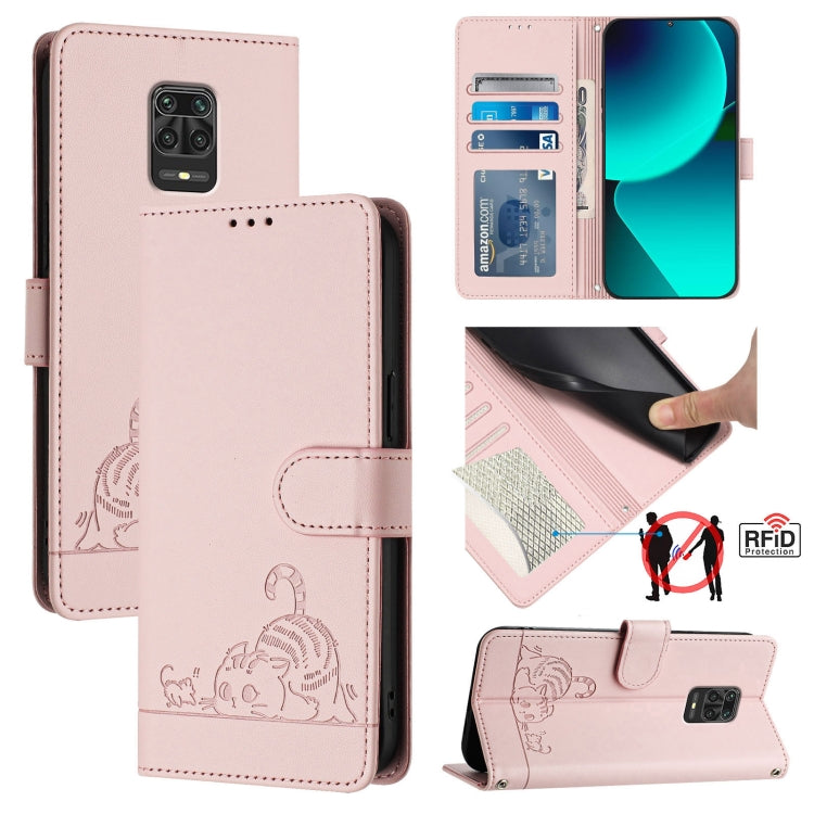 Cat Rat Embossed Pattern RFID Leather Phone Case with Lanyard, For Xiaomi Redmi 9C, For Xiaomi Redmi Note 9 Pro 4G, For Xiaomi Redmi 8, For Xiaomi Redmi Note 8, For Xiaomi Redmi Note 8 Pro, For Xiaomi Redmi Note 7 / 7S, For Xiaomi Redmi Note 7 Pro