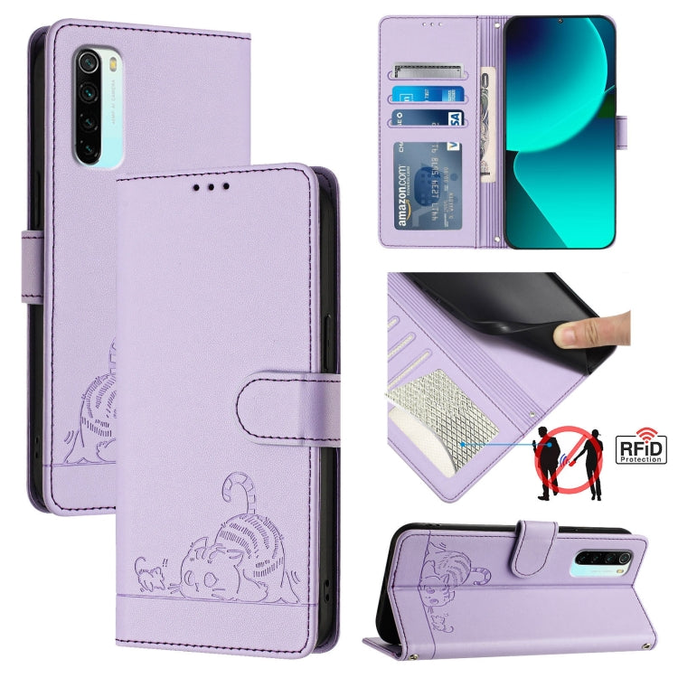 Cat Rat Embossed Pattern RFID Leather Phone Case with Lanyard, For Xiaomi Redmi 9C, For Xiaomi Redmi Note 9 Pro 4G, For Xiaomi Redmi 8, For Xiaomi Redmi Note 8, For Xiaomi Redmi Note 8 Pro, For Xiaomi Redmi Note 7 / 7S, For Xiaomi Redmi Note 7 Pro