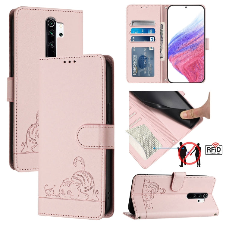 Cat Rat Embossed Pattern RFID Leather Phone Case with Lanyard, For Xiaomi Redmi 9C, For Xiaomi Redmi Note 9 Pro 4G, For Xiaomi Redmi 8, For Xiaomi Redmi Note 8, For Xiaomi Redmi Note 8 Pro, For Xiaomi Redmi Note 7 / 7S, For Xiaomi Redmi Note 7 Pro