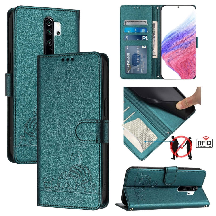 Cat Rat Embossed Pattern RFID Leather Phone Case with Lanyard, For Xiaomi Redmi 9C, For Xiaomi Redmi Note 9 Pro 4G, For Xiaomi Redmi 8, For Xiaomi Redmi Note 8, For Xiaomi Redmi Note 8 Pro, For Xiaomi Redmi Note 7 / 7S, For Xiaomi Redmi Note 7 Pro