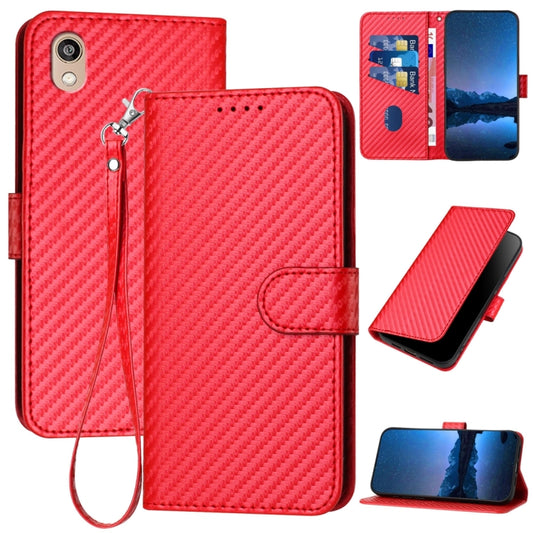 YX0070 Carbon Fiber Buckle Leather Phone Case with Lanyard, For Honor 8S