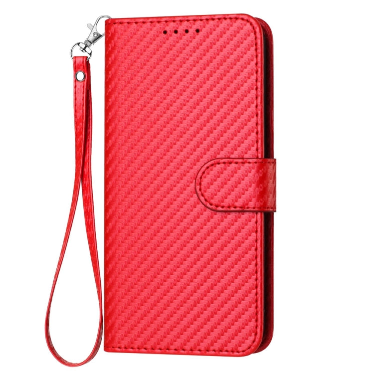 YX0070 Carbon Fiber Buckle Leather Phone Case with Lanyard, For Honor 8S