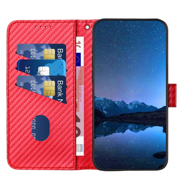 YX0070 Carbon Fiber Buckle Leather Phone Case with Lanyard, For Honor 8S