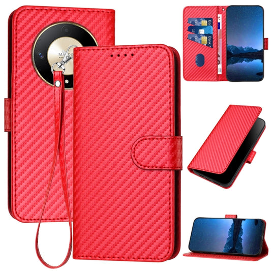 YX0070 Carbon Fiber Buckle Leather Phone Case with Lanyard, For Honor X9b, For Honor X50, For Honor X50i 5G / 90 Lite, For Honor 90 Pro, For Honor 90, For Honor Magic5 Pro