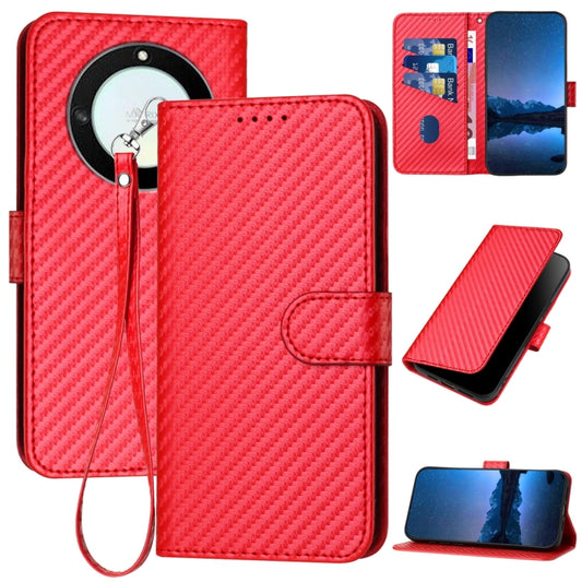 YX0070 Carbon Fiber Buckle Leather Phone Case with Lanyard, For Honor X40 5G / X9a 5G / Magic5 Lite, For Honor X8 5G, For Honor 70 Pro / 70 Pro+, For Honor 70, For Honor X8 4G / X30i / Play6T Pro, For Honor X7 4G / Play 30 Plus
