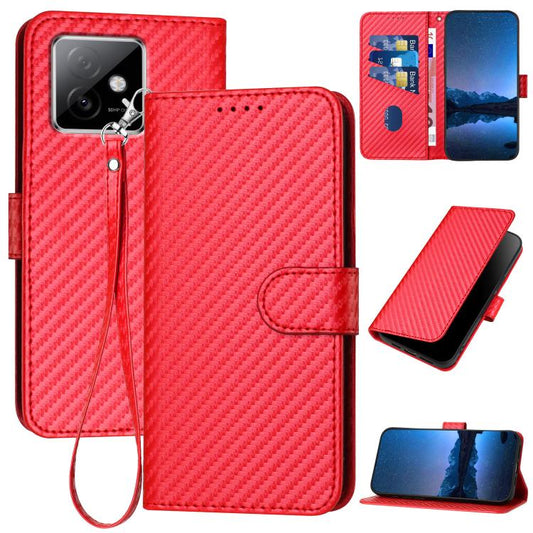 YX0070 Carbon Fiber Buckle Leather Phone Case with Lanyard, For Honor X60 GT, For Honor 400 Lite Global, For Honor 400 Global 156.5mm, For Honor X8c 4G, For Honor X60 / X9c Smart, For Honor 300 Pro / 300 Ultra