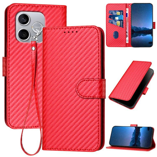 YX0070 Carbon Fiber Buckle Leather Phone Case with Lanyard, For Honor 600 Lite Global, For Honor X8d 4G, For Honor Play 60A 5G, For Honor 500 / 500 Pro Global 155.8mm, For Honor X5c 4G / X5c Plus, For Honor Magic8 Pro