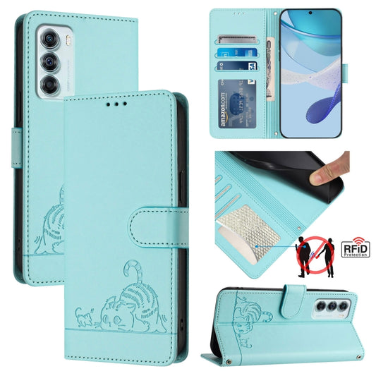 Cat Rat Embossed Pattern RFID Leather Phone Case with Lanyard, For Motorola Edge S30/Moto G200 5G, For Motorola Moto G Stylus 2022 4G, For Motorola Moto E20/E30/E40, For Motorola Moto G51 5G, For Motorola Moto G31 4G Global/G41 4G                      ...